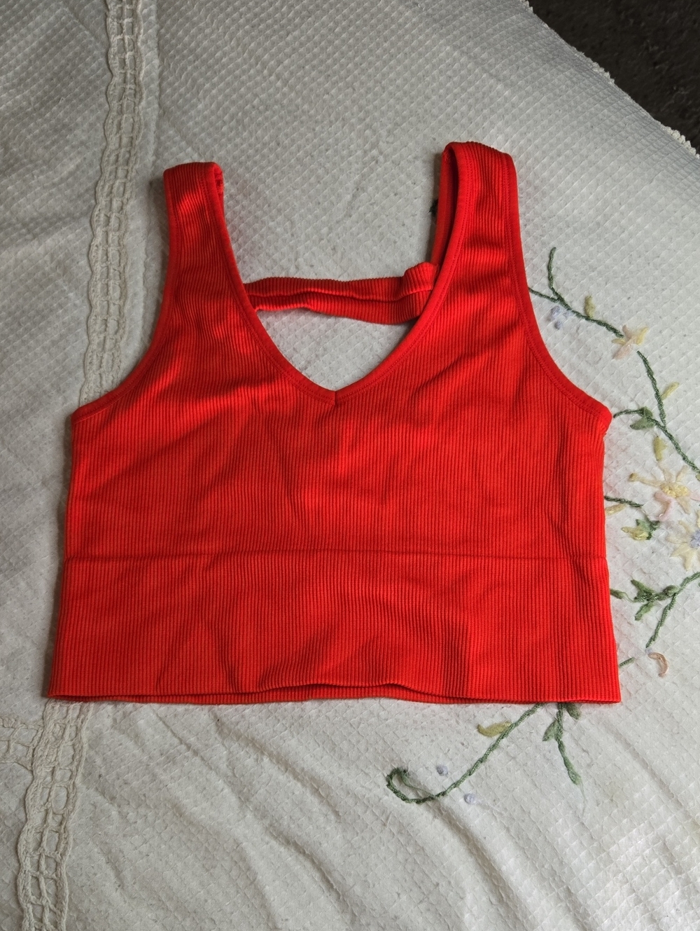 Ribbed Red Cropped Tank Top